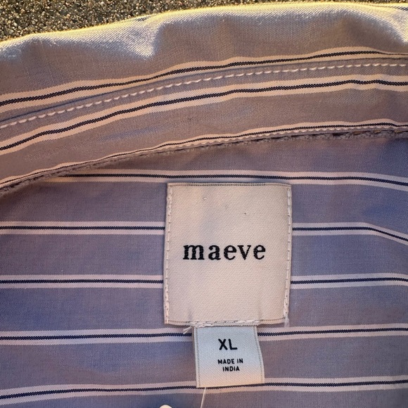 Maeve For Anthropologie Oversized Equestrian Blue Striped Button Up Top Size XL - Picture 7 of 9